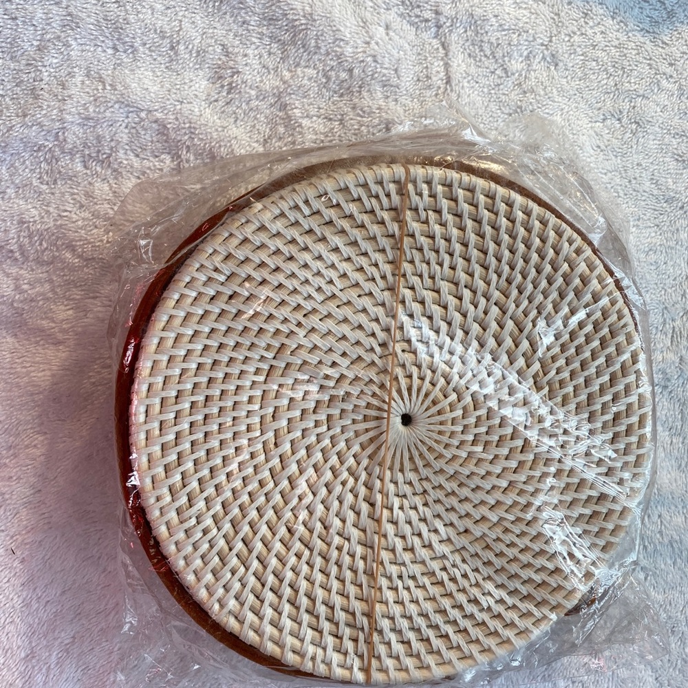 Tan Circle Woven Bag